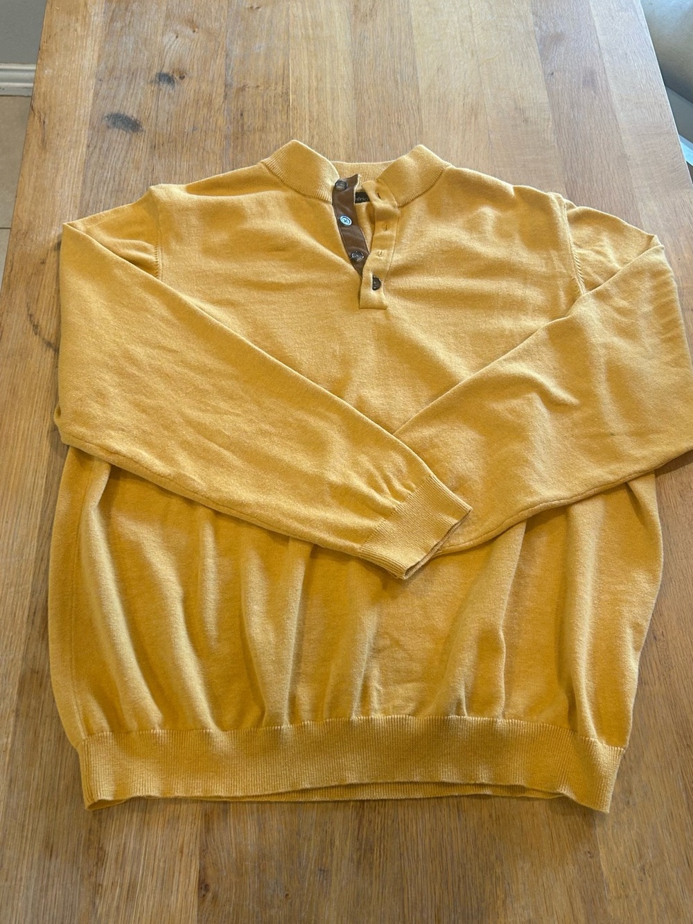 Paul Fredrick Mustard Yellow Zip-Neck Sweater
